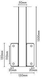 Face Mount Post 50x50x1500mm H Center / Left & Right