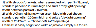 Premium Perf 38 x 25mm Frame Kit only Bracket Fix of U Chanel Fix