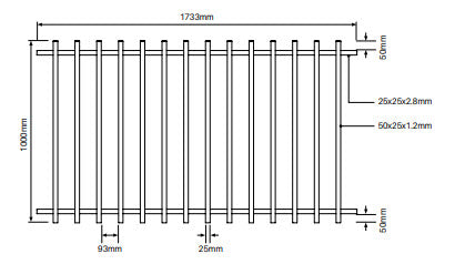 BARR Fence or Balustrade Panel 50x25mm profile 1000/1200/1800mm High