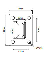 BARR Fence or Balustrade Post 50x25x3mm with welded 100x75mm base plate 1280mm H