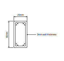 BARR Fence or Balustrade Post 50x25x3mm for Core Drill / Concrete 1800 or 2500mm long