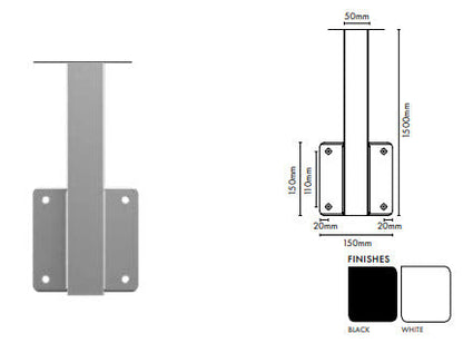 BARR Fence or Balustrade Face Mount Post 1500mm H Center/Left/Right