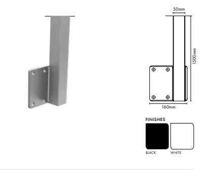 Premium Perf Balustrade Face Mount Post 50x50x4mm 1500mm H Center/Left or Right