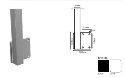 BARR Fence or Balustrade Face Mount Post 1500mm H Center/Left/Right