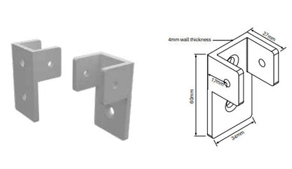 BARR Fence or Balustrade Pannel Fixing Brackets "C" type or Extended "C"