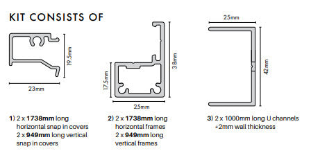 Premium Perf Balustrade DIY Kit 38x25mm frame 1738mm W x 1000mm H