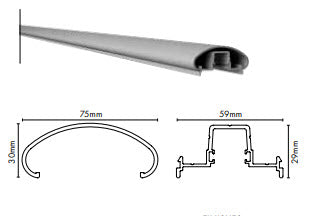 Balustrade Oval handrail 5800mm L With Channel Insert