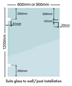 Glass Pool Fence Gate Panels 12mm Thick suited for Polaris 125 & Atlantic 530 Soft Close Hardware, Clear Frameless Toughened Glass 800mm or 900mm W x 1200mm H.