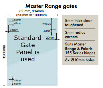 Glass Pool Fence Panels 12mm Thick Face Mount Hinge Panel Clear Frameless Toughened Glass 1000x1350mm H, Suited for Polaris 155 & Master Range Series Hinges