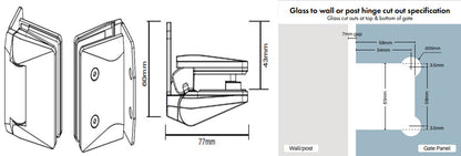 Atlantic Soft Close Glass Hinge 530 Series - SS2205 - Pair of 2.