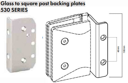 Atlantic Soft Close Glass Hinge 530 Series - SS2205 - Pair of 2.