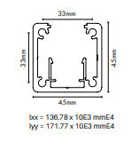 AIRE Balustrade Top or Bottom Heavy-Duty Rail 45x45x3mm 5.8 meters Long