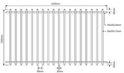 BARR Balustrade Panel 50x25mm profile 1000mm or 1200mm High