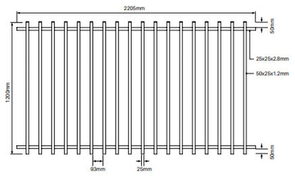BARR Fence or Balustrade Panel 50x25mm profile 1200 High