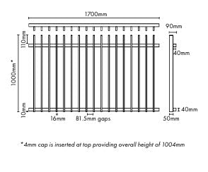 Blade Fence Panel 1000mm H x 1700mm W - Ideal for boundary fencing.