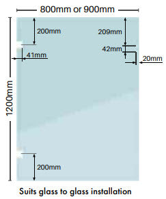Glass Pool Fence Gate Panels 12mm Thick suited for Polaris 125 & Atlantic 530 Soft Close Hardware, Clear Frameless Toughened Glass 800mm or 900mm W x 1200mm H.