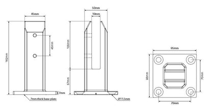 Pool Madrid SS2205 Spigot Pool Fence, Base Plated Friction Fit for 12mm Glass.