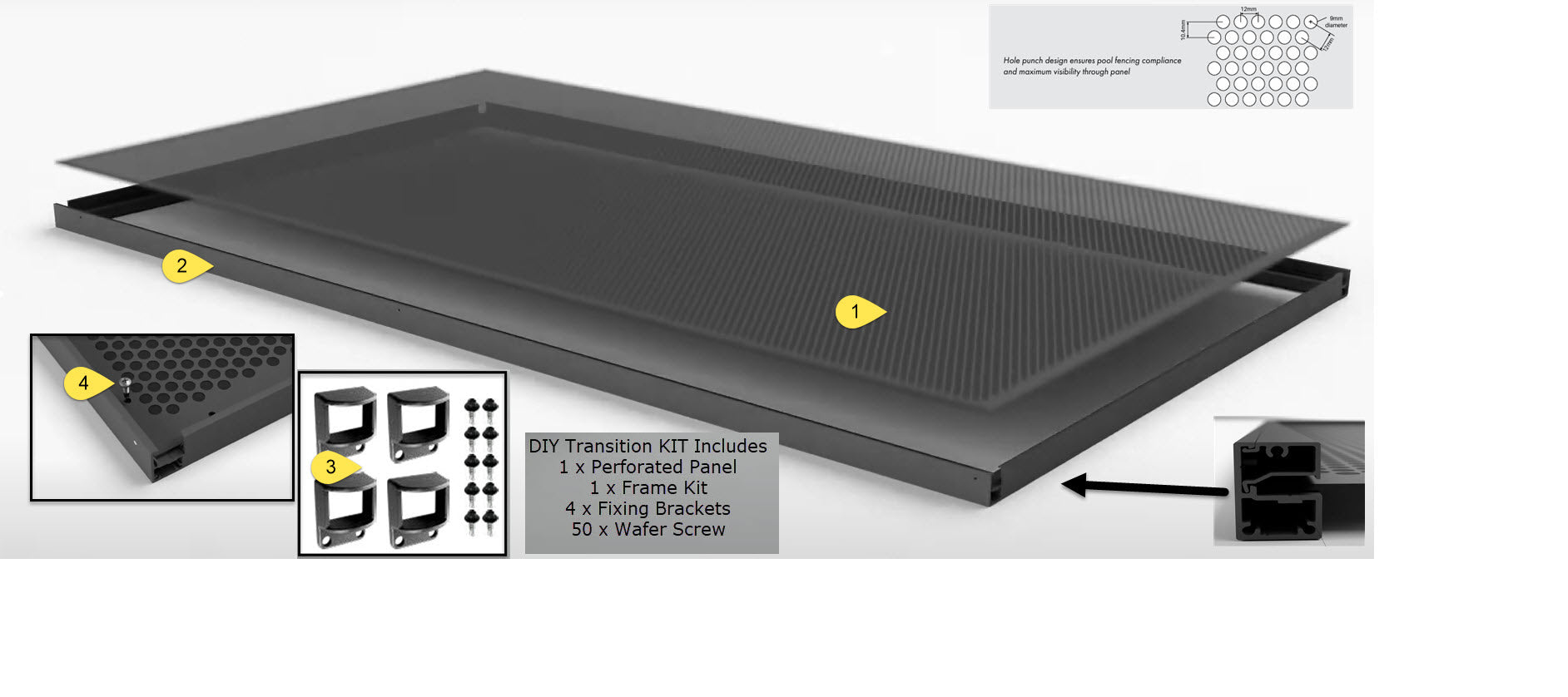 Premium Perf Transition Panel Kit - Bracket Fix - 1400mm Wide x 1900mm ...