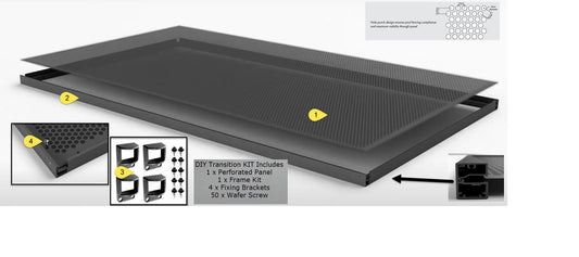 Premium Perf Transition Panel Kit - Bracket Fix - 1400mm Wide x 1900mm High (Perforated)