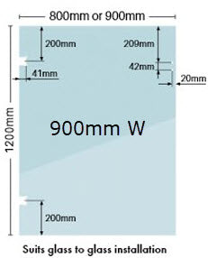 Glass Pool Fence Gate 12mm Thick suited for Polaris 125 or Atlantic 530 Soft Close Hardware, Clear Frameless Toughened Glass 800mm or 900mm W x 1200mm H.
